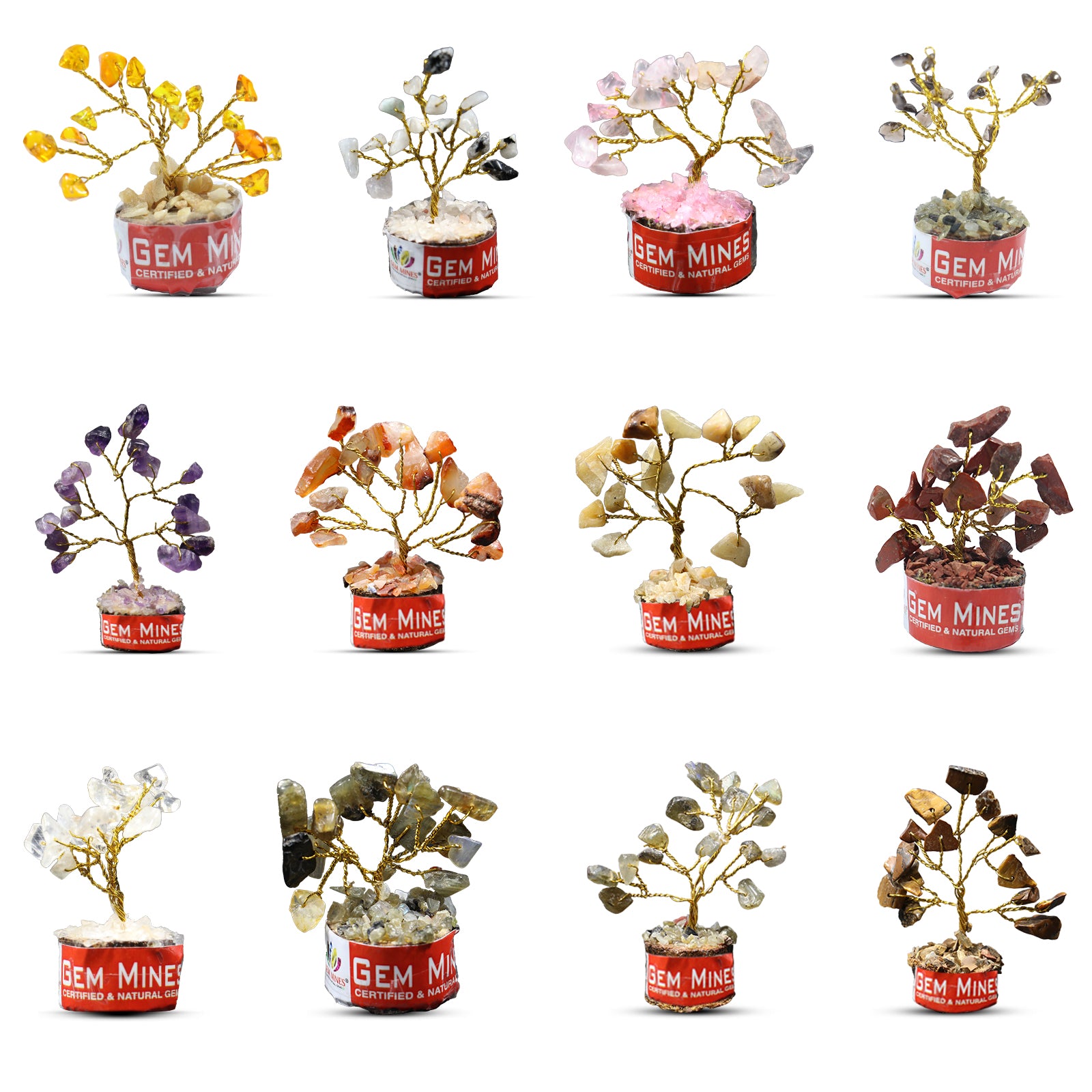 Set of Natural 12 Mini Crystal Tree