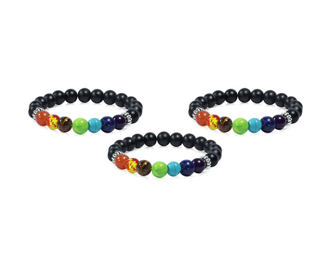 7 Chakra Lava Bracelets (Pack of 3)