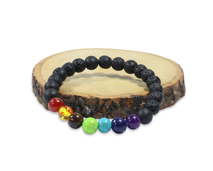 7 Chakra Lava Bracelets (Pack of 3)
