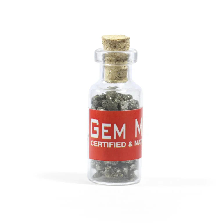 Natural Pyrite Bottle with mini Cluster of Pyrite