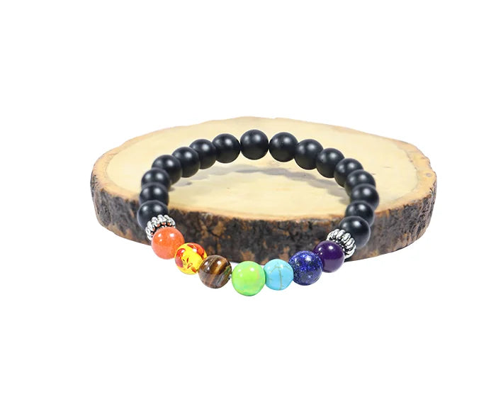 7 Chakra Black Onyx Bracelet