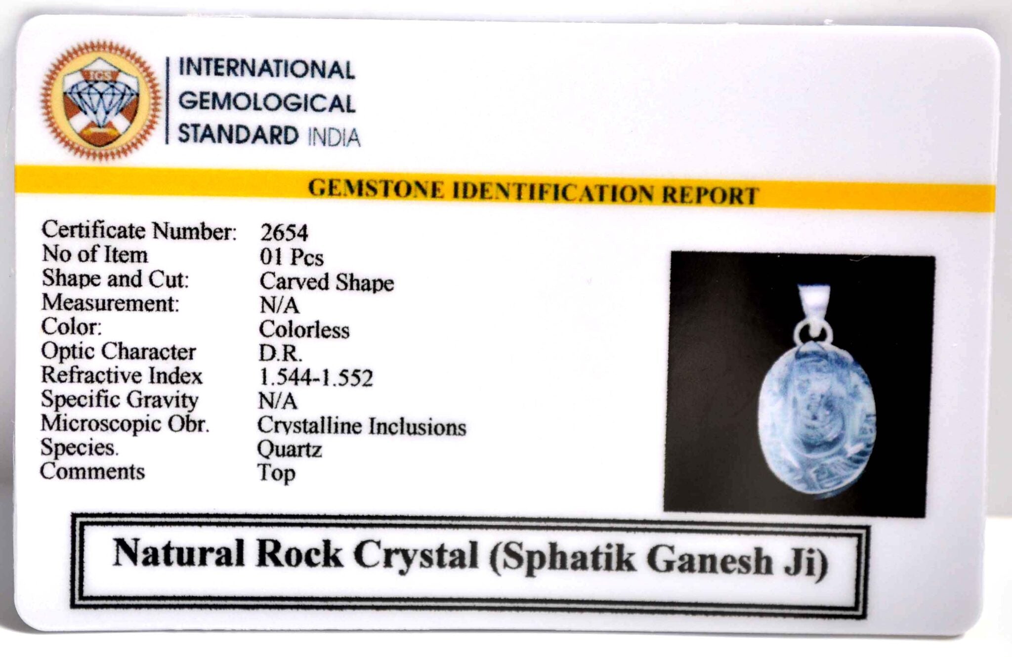 Natural Sphatik Ganesh Ji Pendant