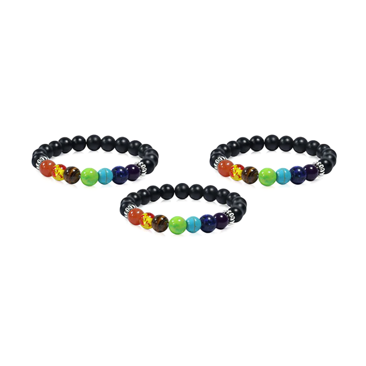 7 Chakra Lava Bracelets (Pack of 3)