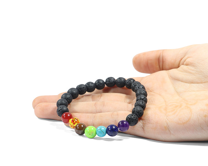 7 Chakra Lava Bracelets (Pack of 3)