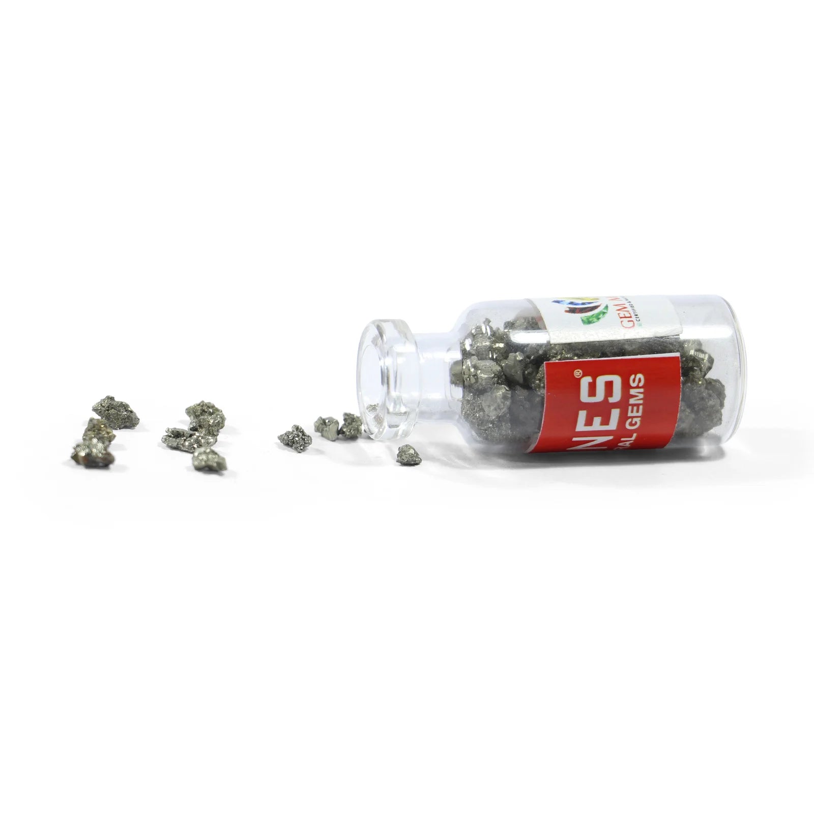 Natural Pyrite Bottle with mini Cluster of Pyrite