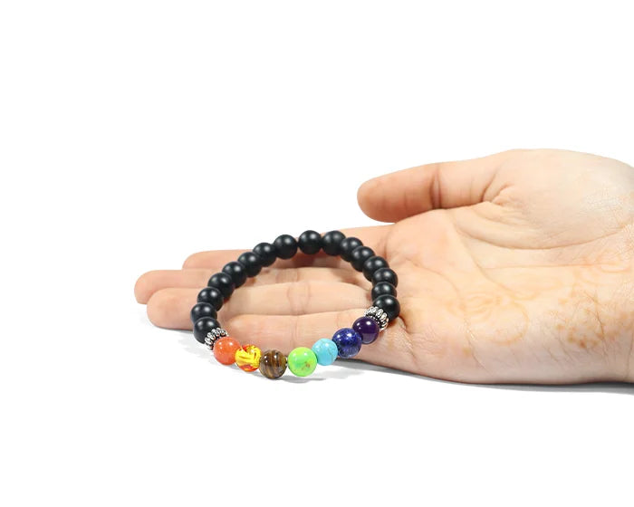 7 Chakra Black Onyx Bracelet