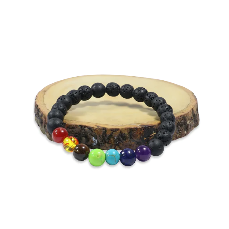 Seven Chakra Lava Bracelet