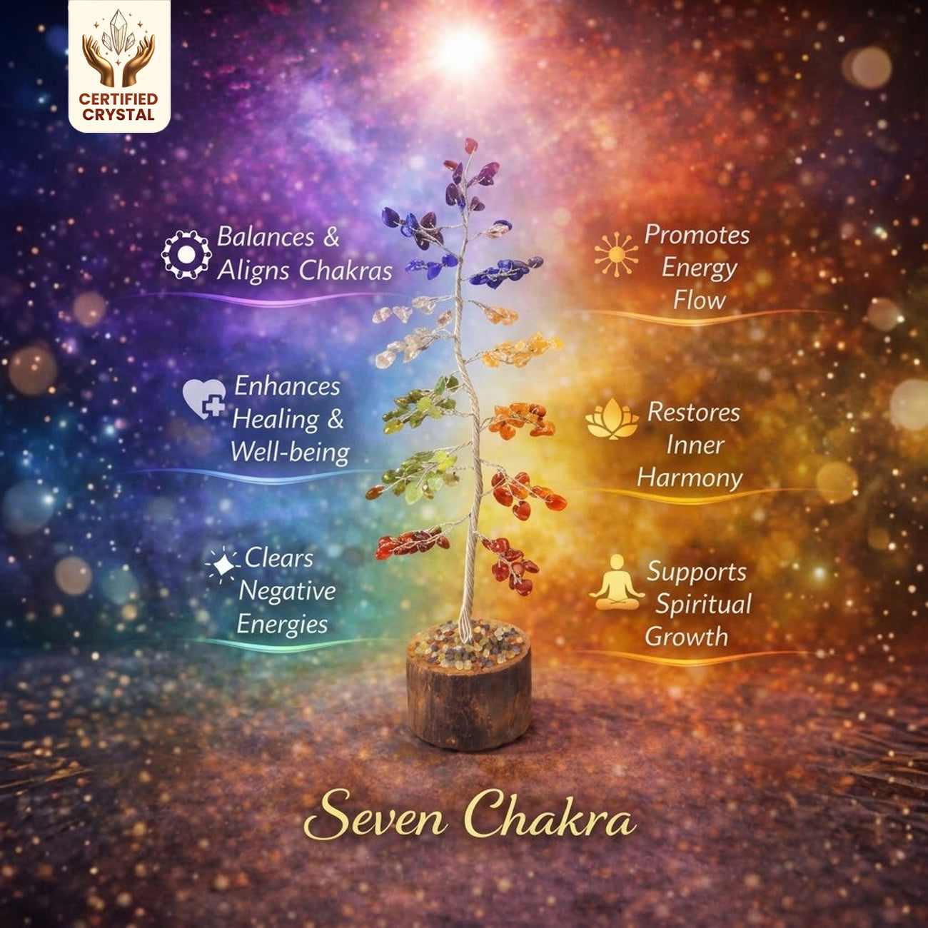 Seven Chakra Golden Wire Tree