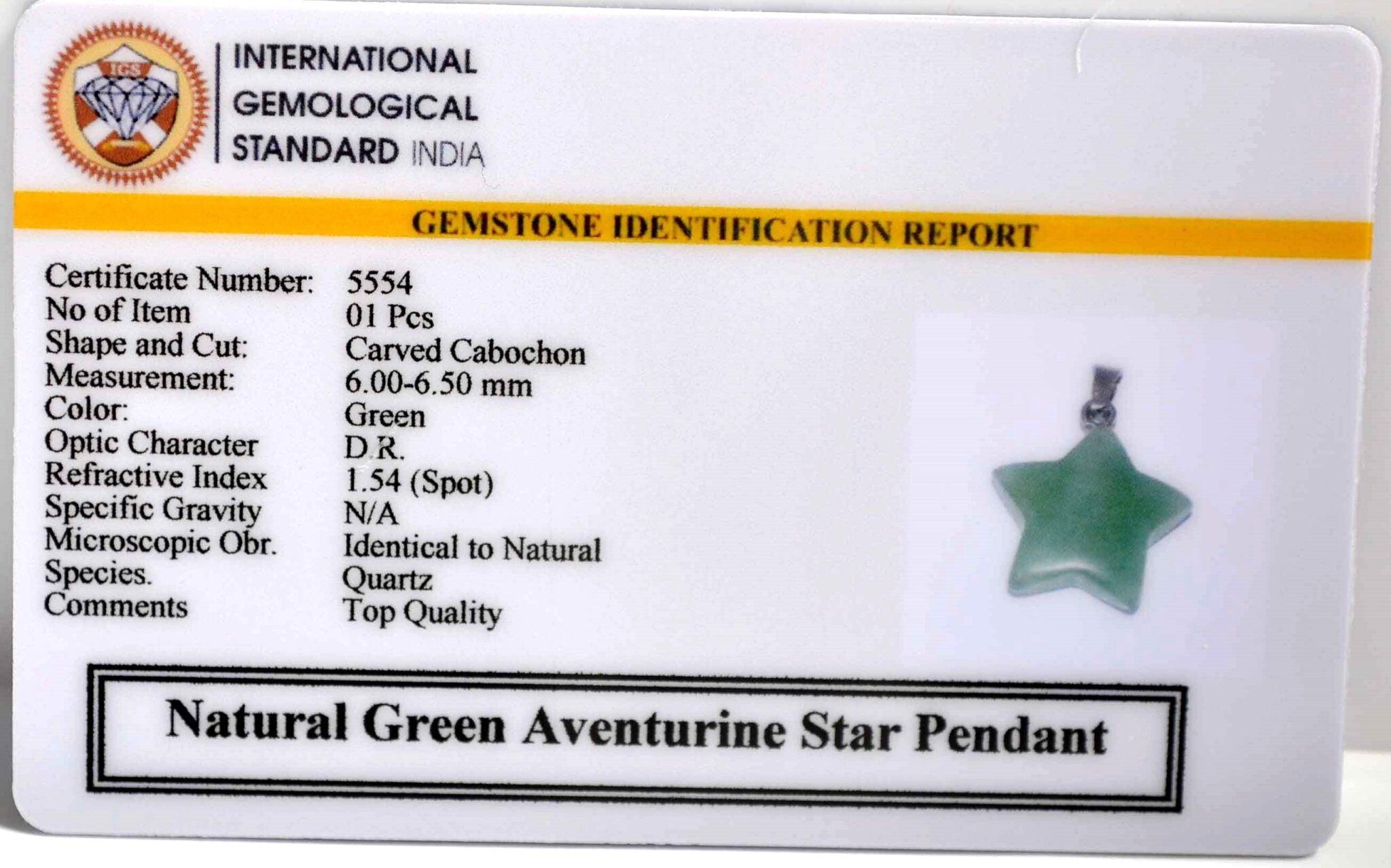 Green Aventurine Star Pendant