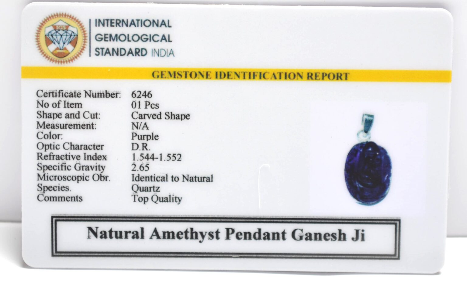 Amethyst Ganesh ji pendant
