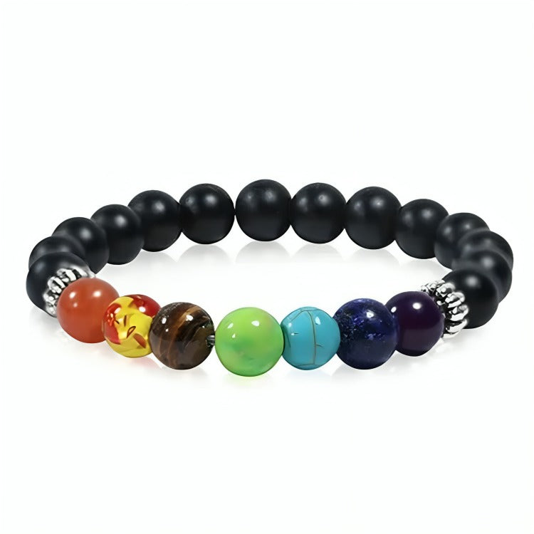 7 Chakra Onyx Bracelet 8mm