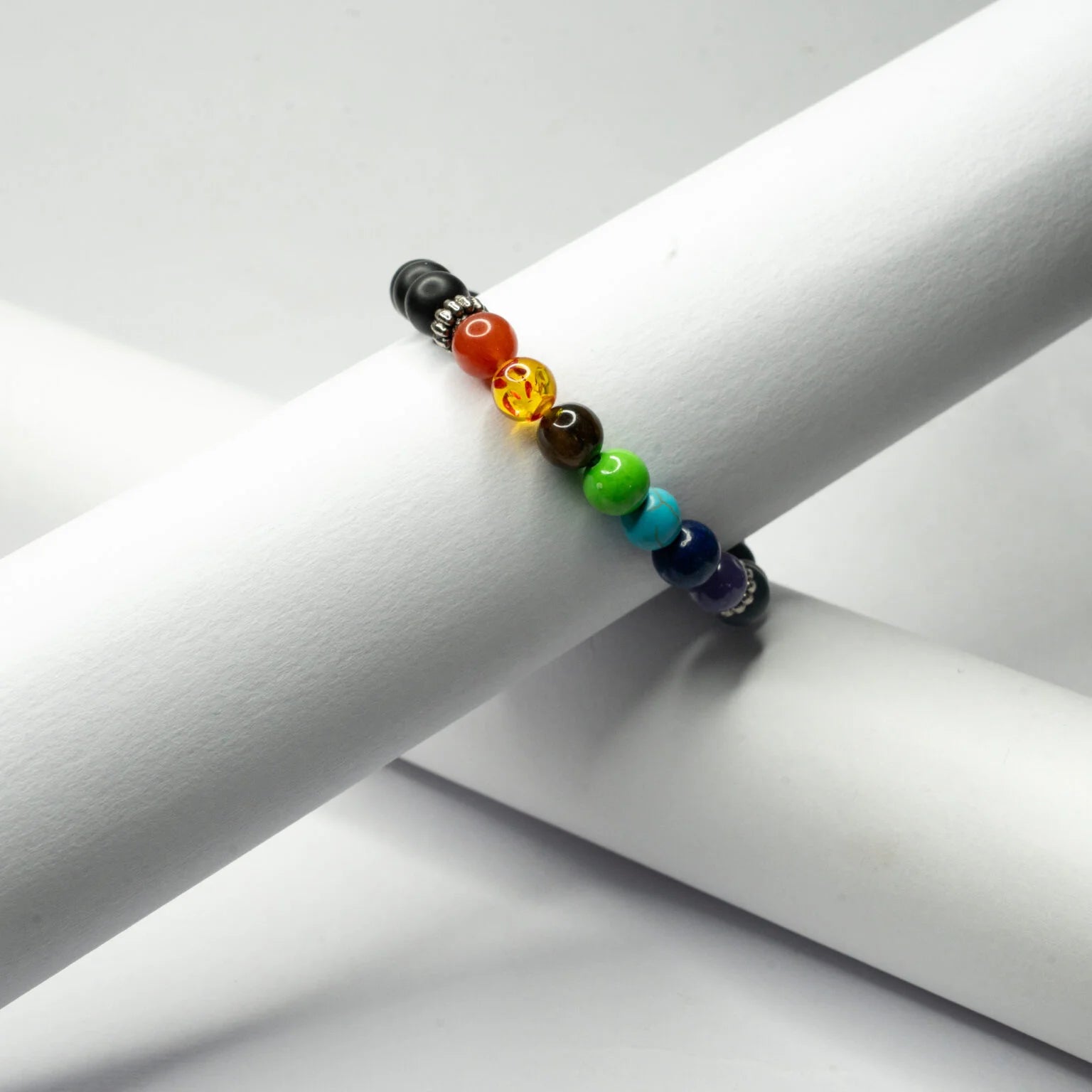 7 Chakra Black Onyx Bracelet