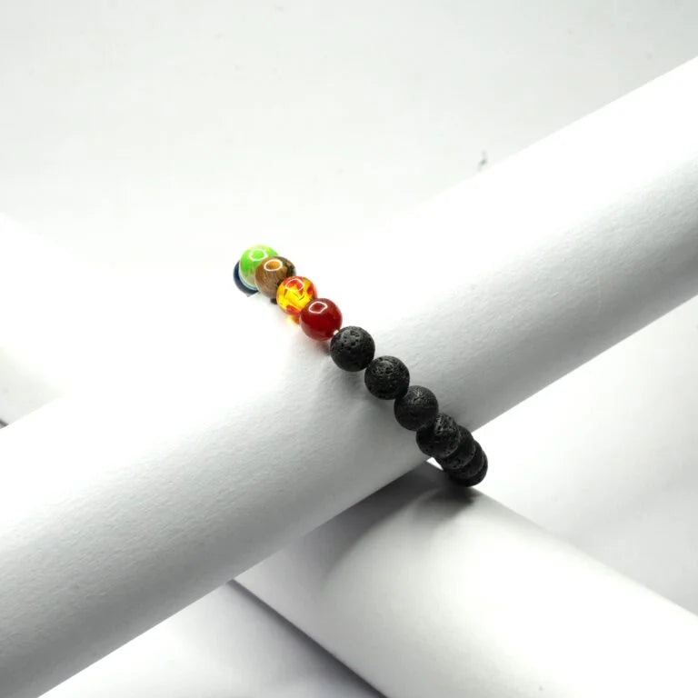 Seven Chakra Lava Bracelet