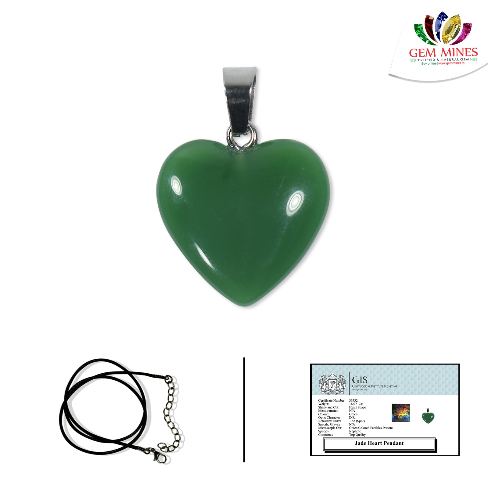 Green Jade Heart Pendant