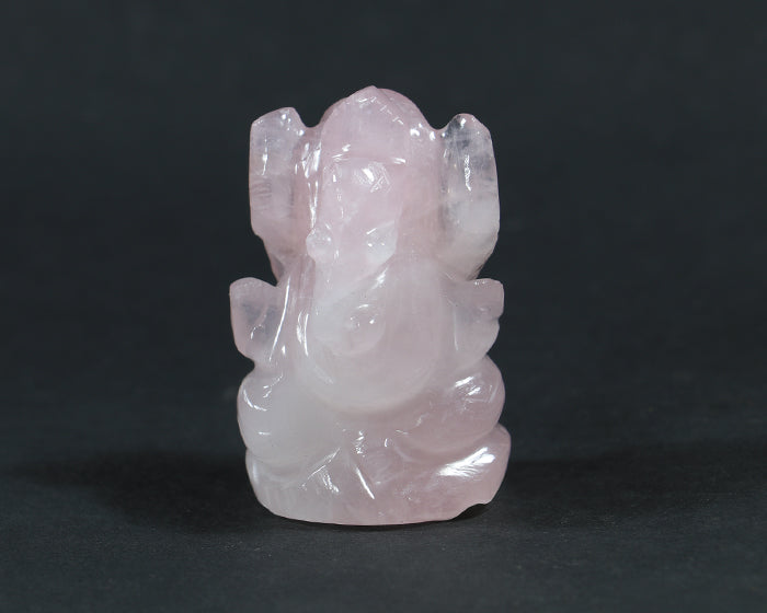 Natural Rose Quartz Ganesh Ji Statue