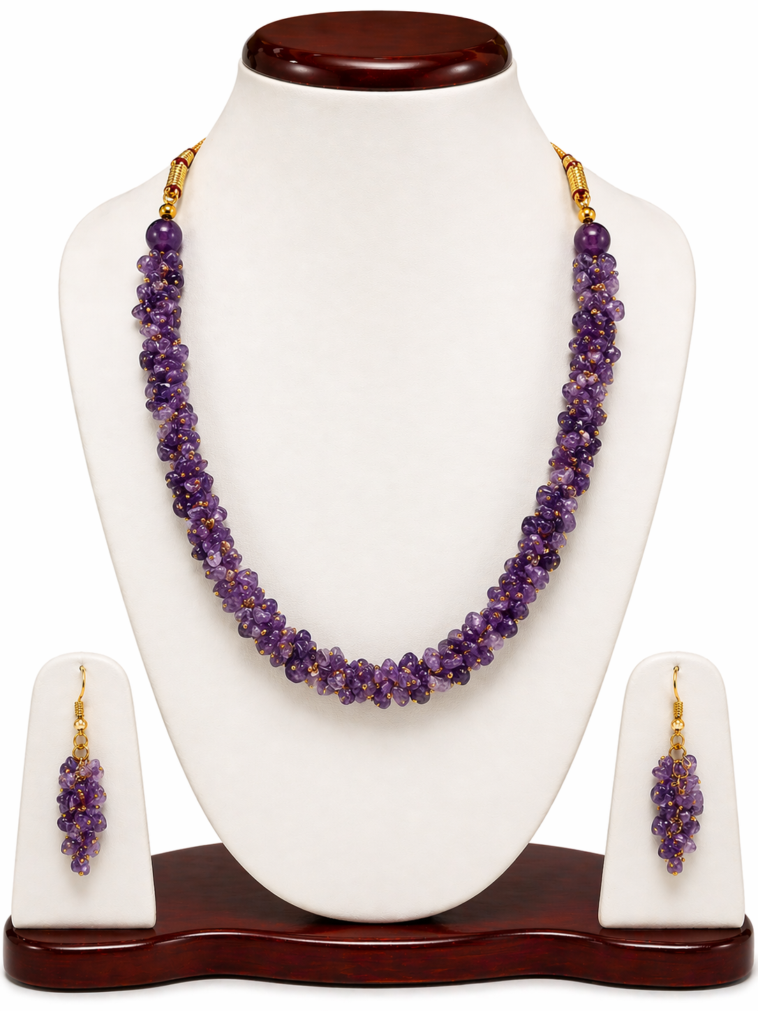 Amethyst Chip Mala With Earring