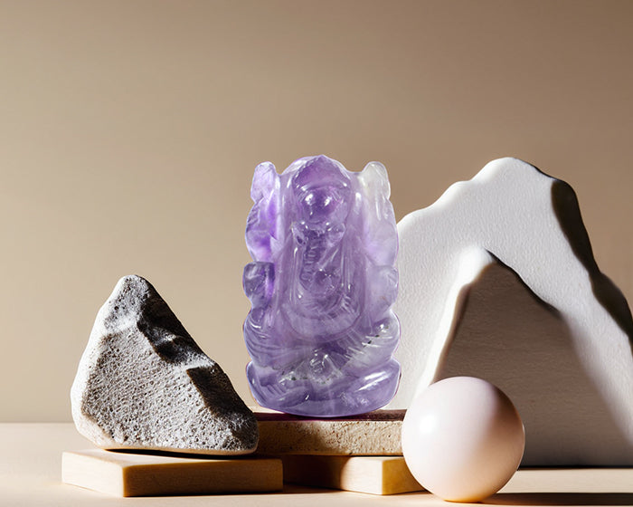 Natural Amethyst Ganesh Ji Statue