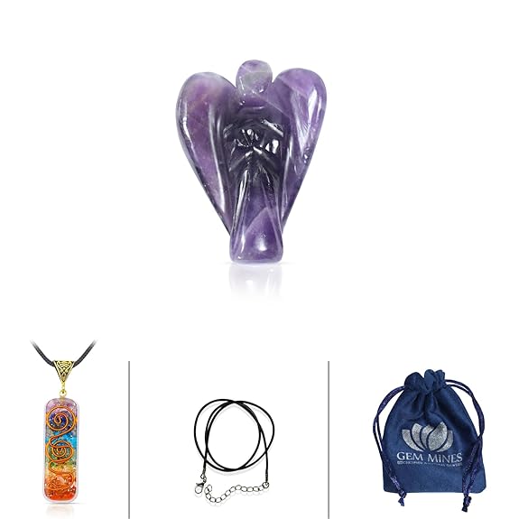 Combo of Amethyst Angel and 7 Chakra Orgonite Pendant