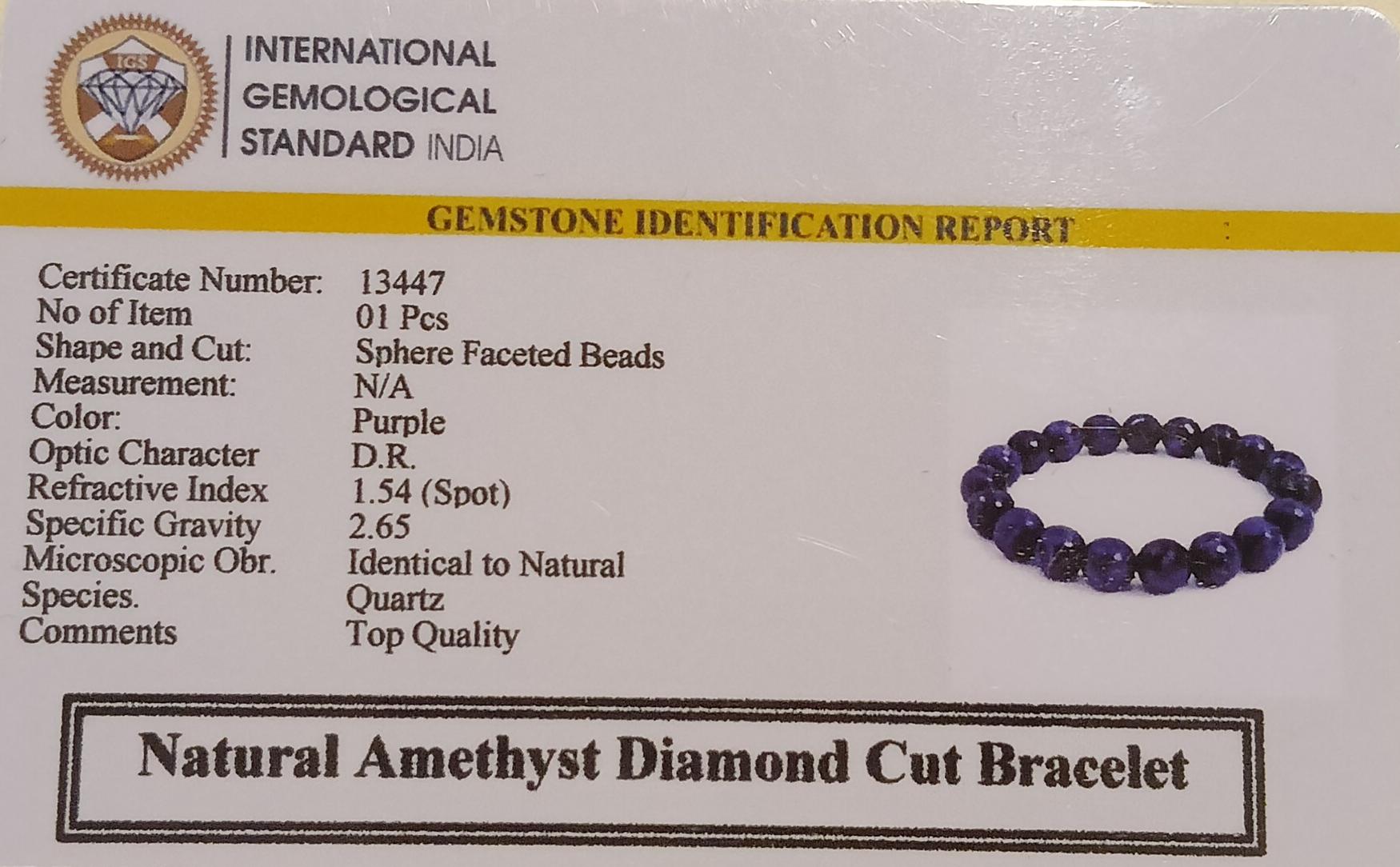 Amethyst Dimond cut Bracelet (10 mm)