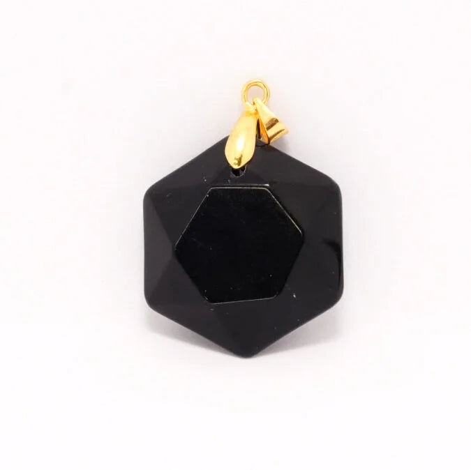 Black Tourmaline Hexagon Pendant