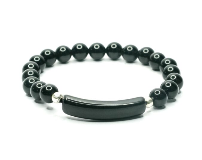 Black Obsidian Energy Curve Bracelet