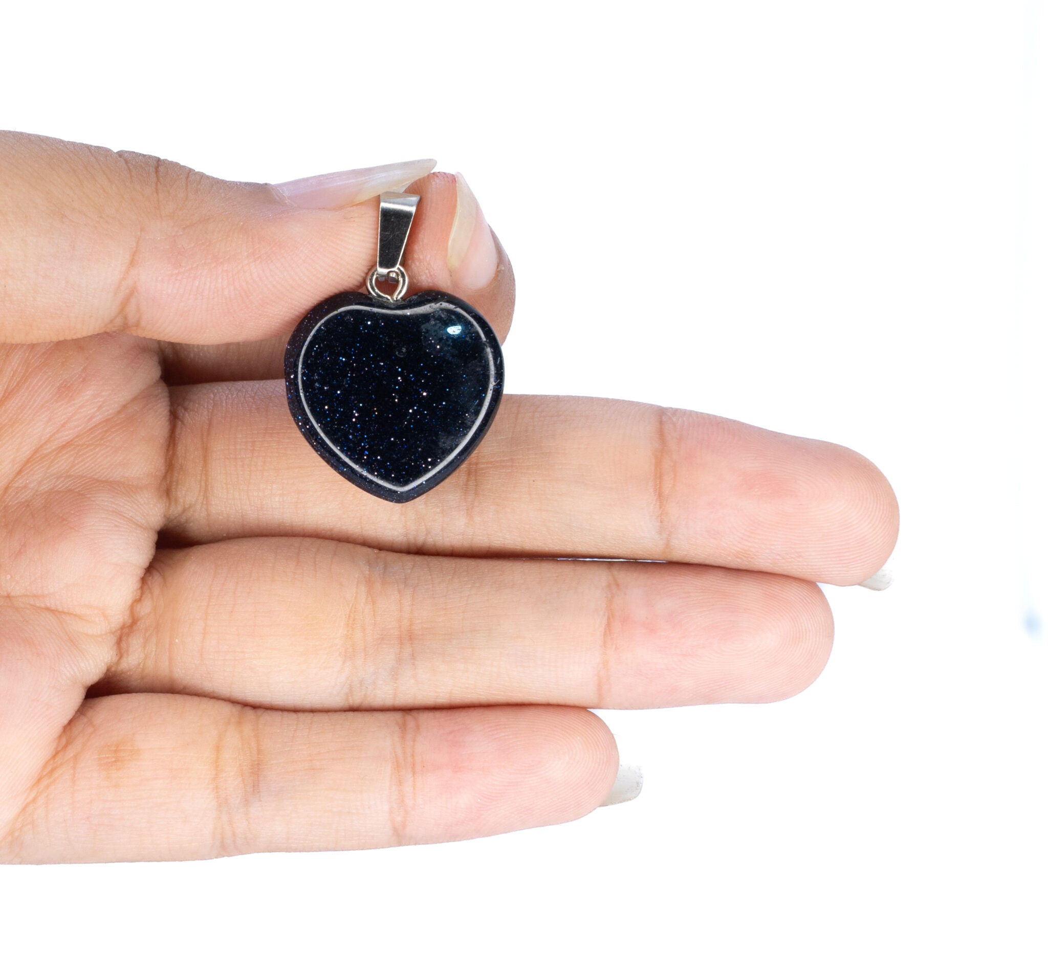 Blue Gold Stone Heart Pendant