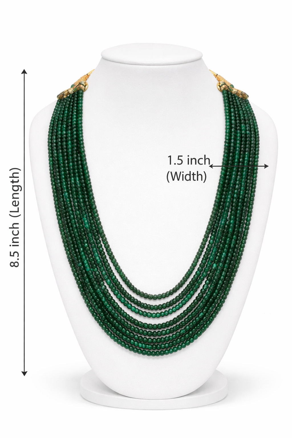 8 Layer Green Mala Semi Precious High Quality 572 CT