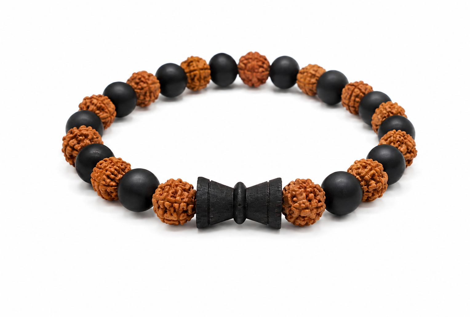Karungali Rudraksha Bracelet Damru 8mm