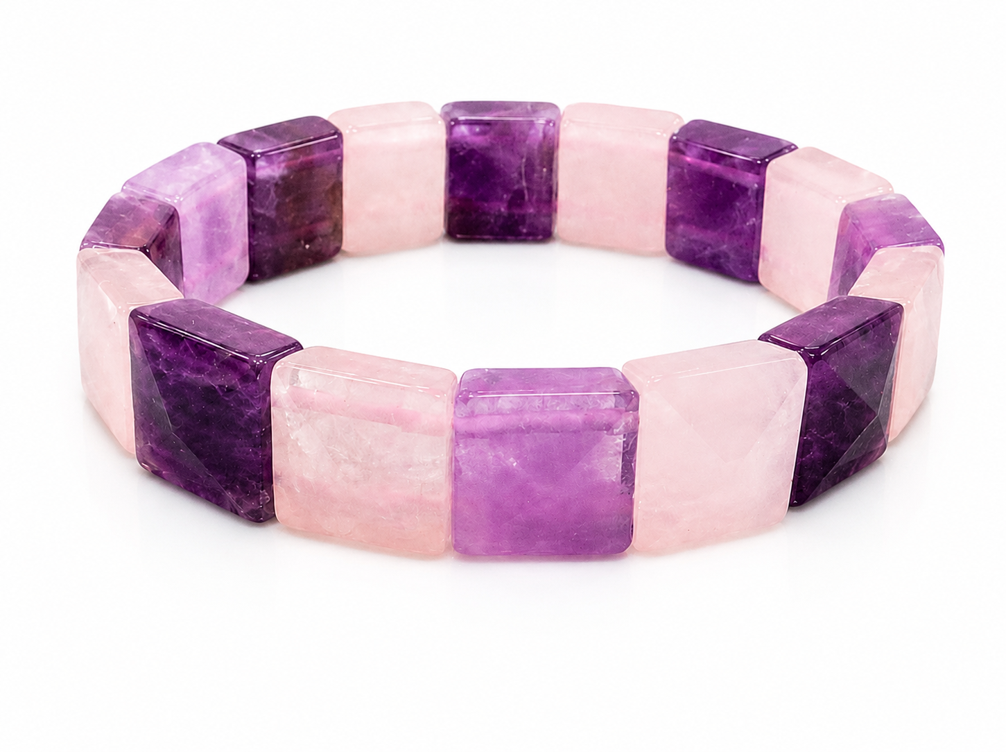 Amethyst & Rose Quartz Pyramid bracelet