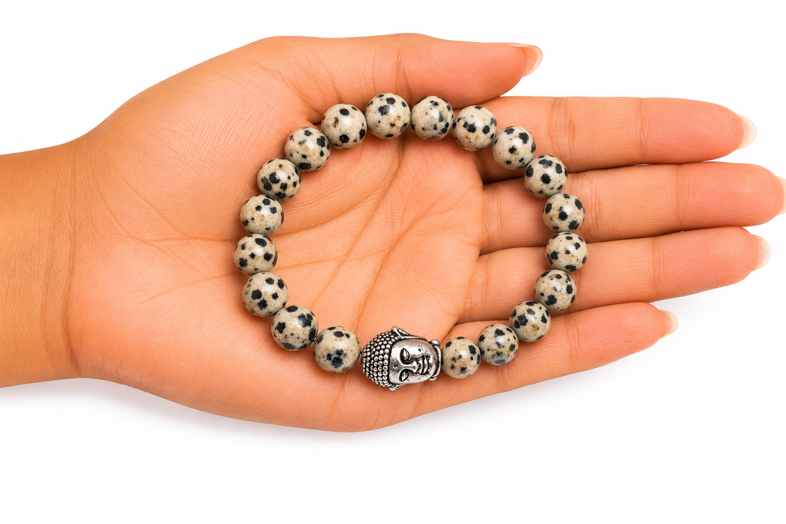 Dalmation Jasper Buddha Bracelet