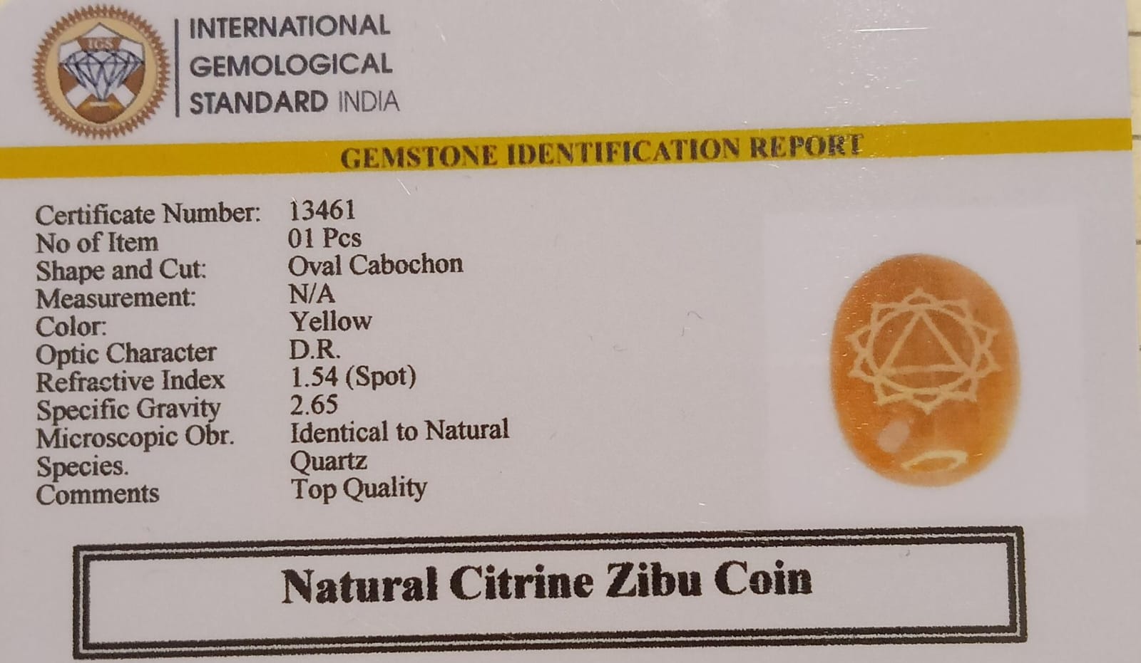 Citrine Zibu Coin