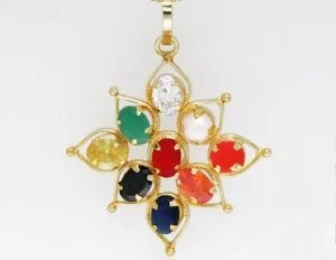 Navratan Flower Pendant