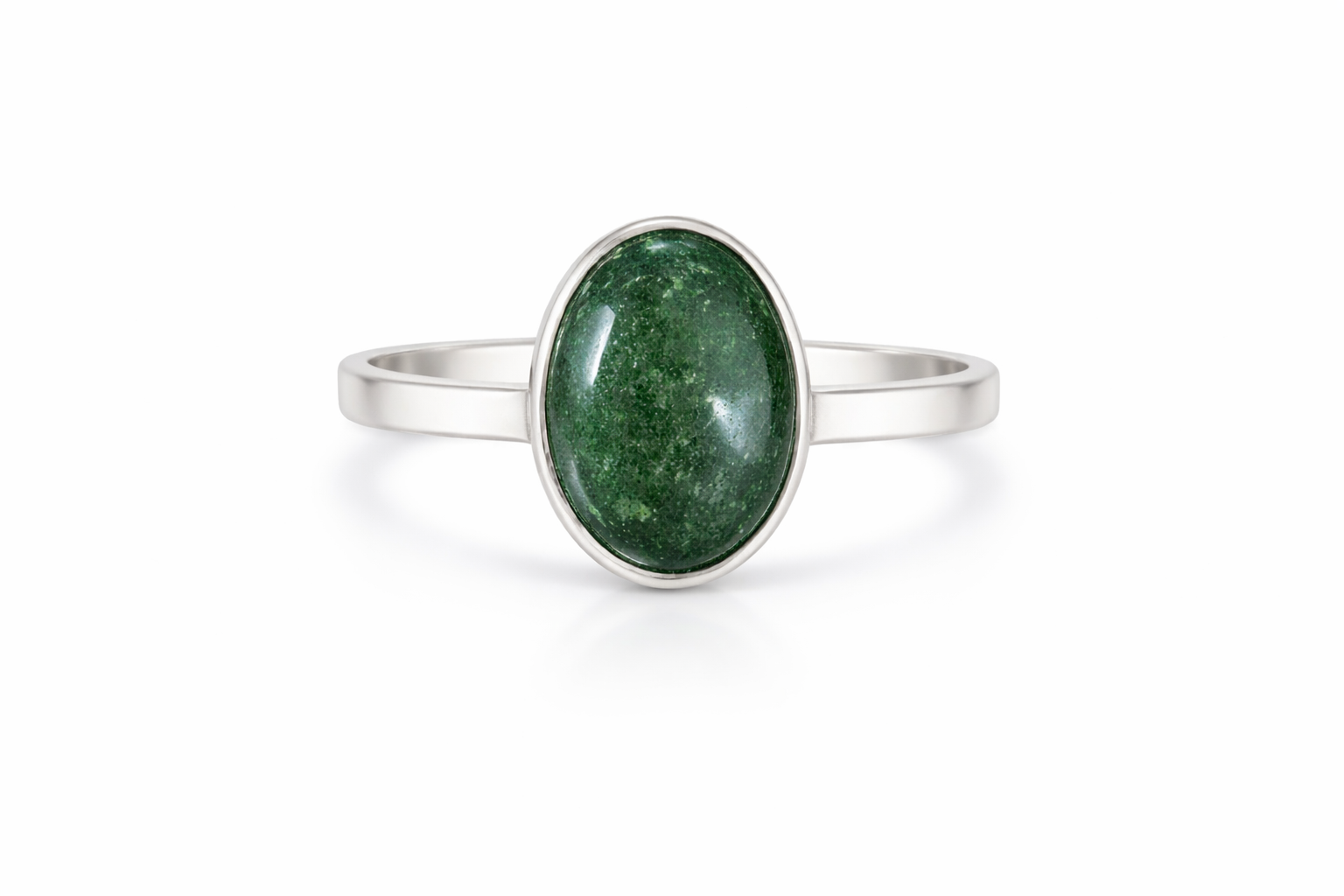 Green Jade Oval Cabochon Ring