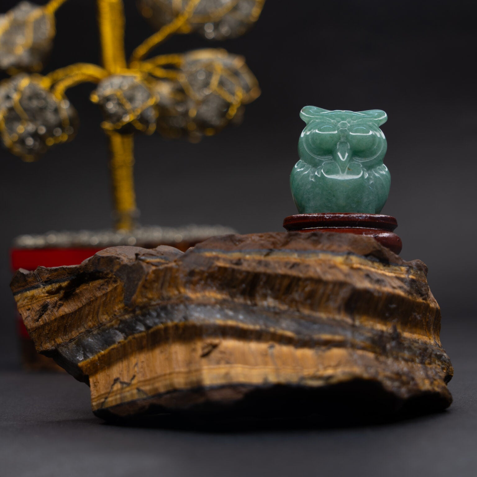 Natural Green Aventurine Owl