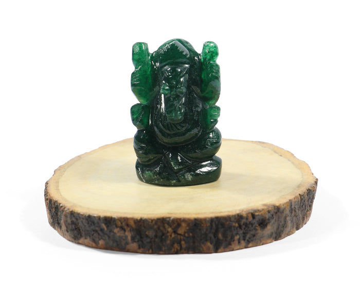 Natural Green Jade Ganesh Ji Statue
