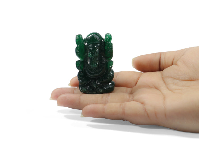 Natural Green Jade Ganesh Ji Statue