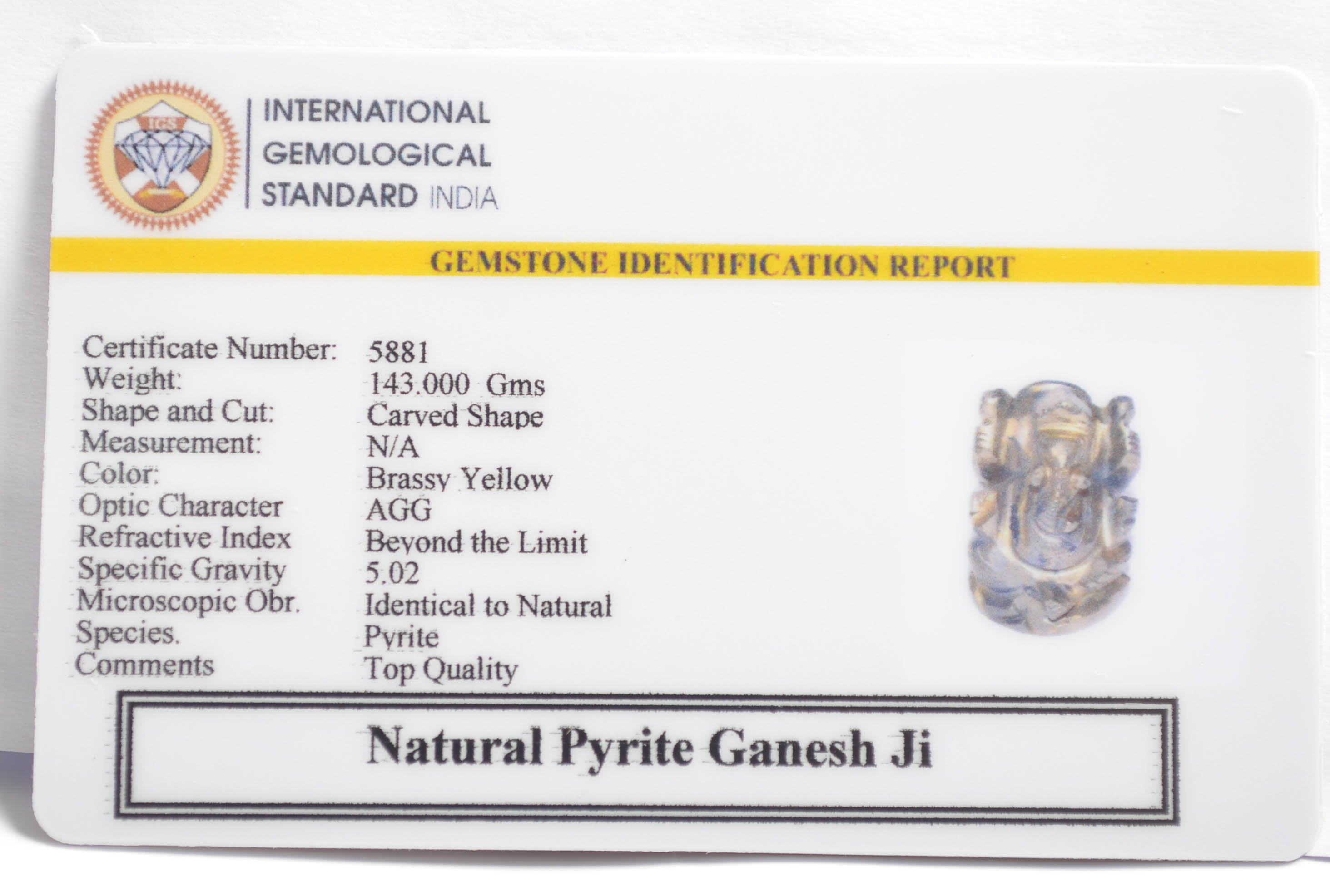 Natural Pyrite Ganesh Ji Murti