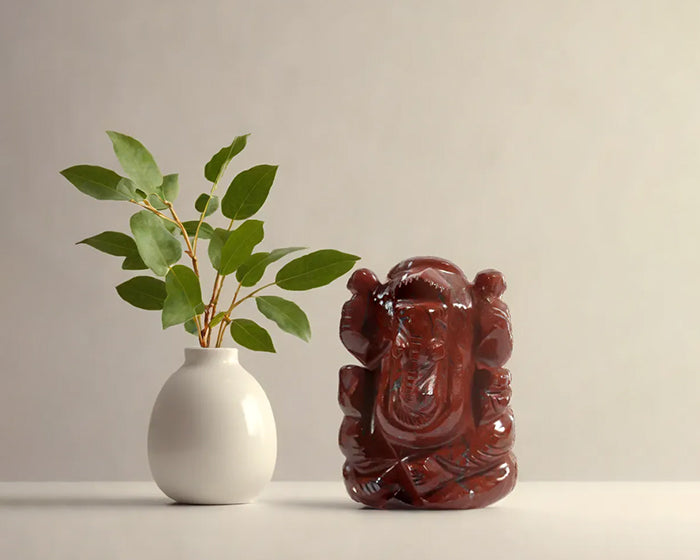 Natural Red Jasper Ganesh Ji Statue
