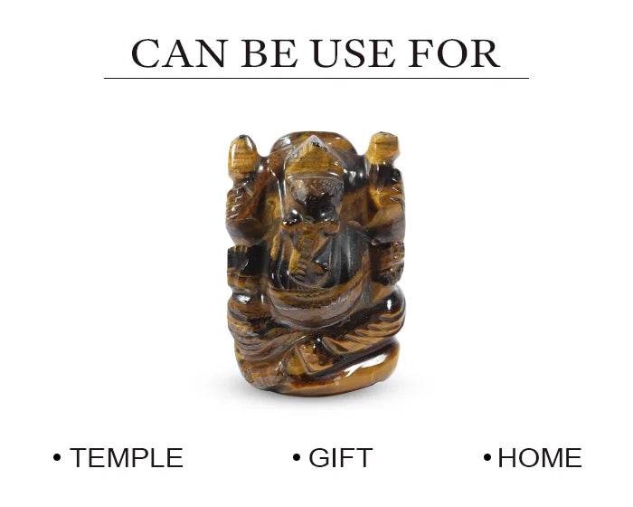 Natural Tiger's Eye Ganesh Ji Statue