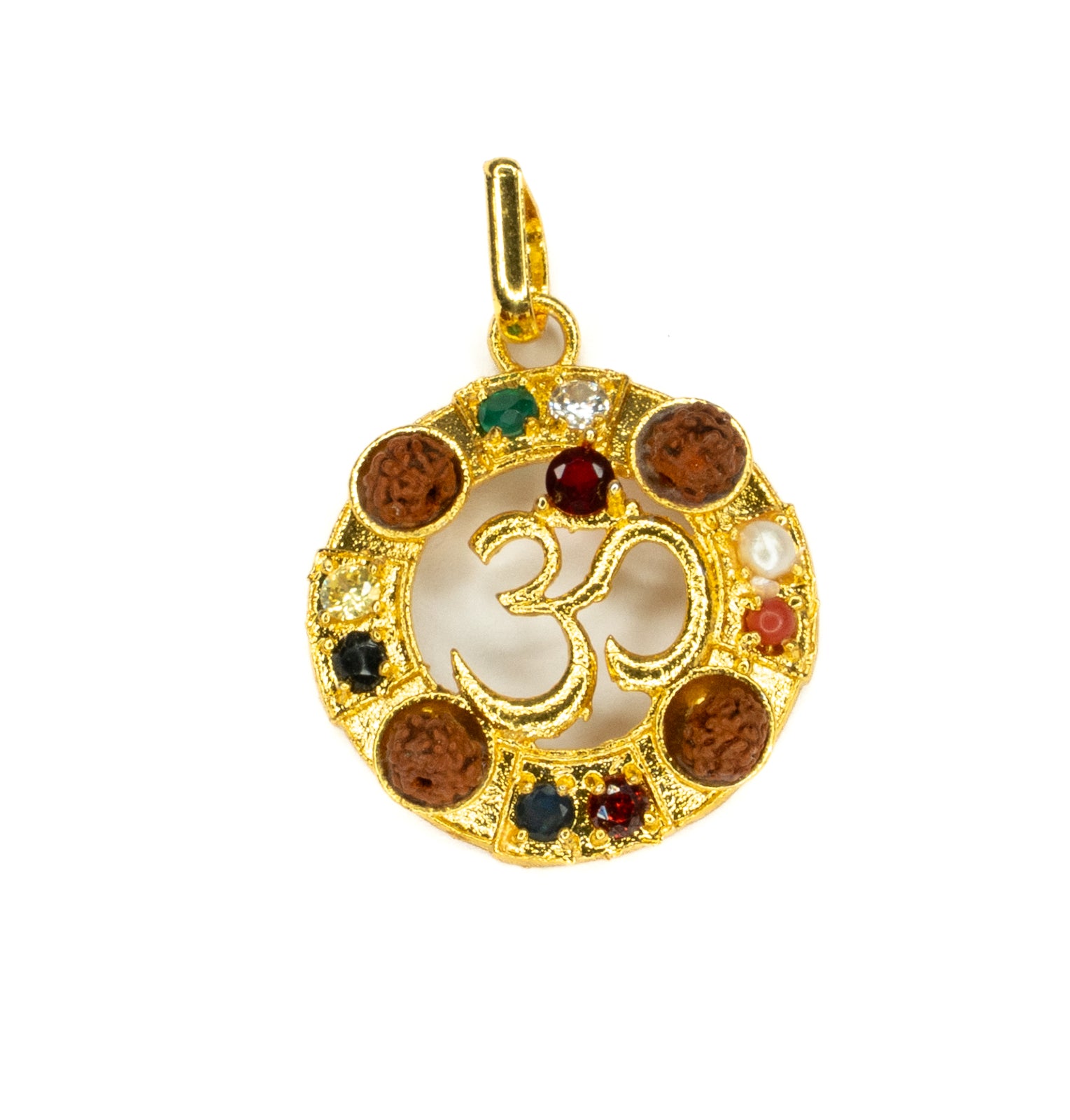 Om Rudraksha Navratan Pendant
