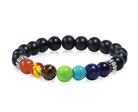 7 Chakra Black Onyx Bracelet