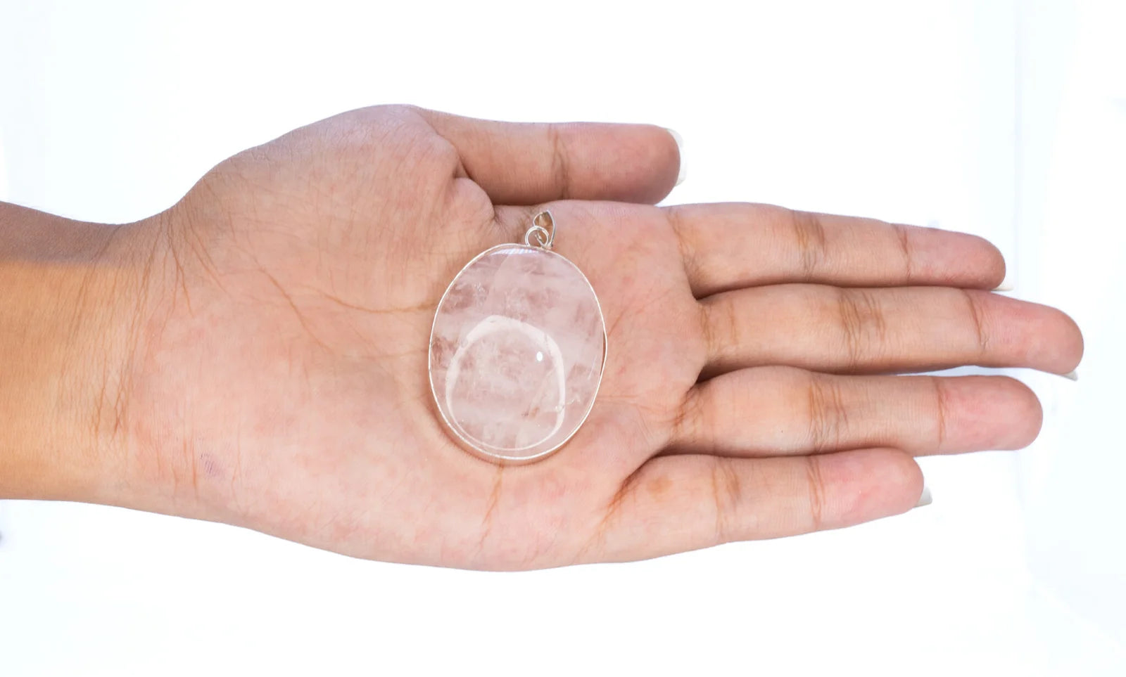 Natural Brazilian Rose Quartz Oval Pendant - High Quality