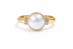Pearl (5+ratti) Ring (Golden Band)