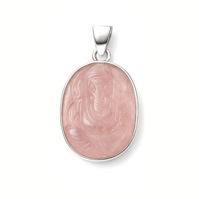 Ganesh ji Rose Quartz Pendant