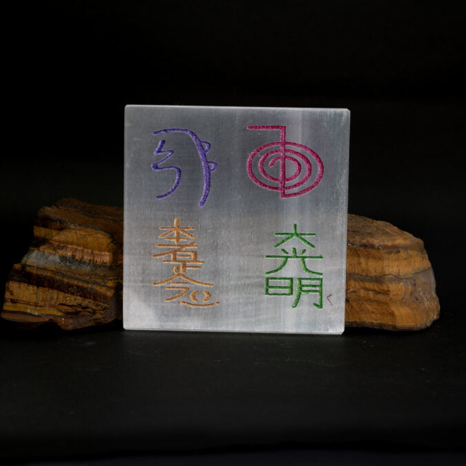 Reiki Symbols Selenite Plate