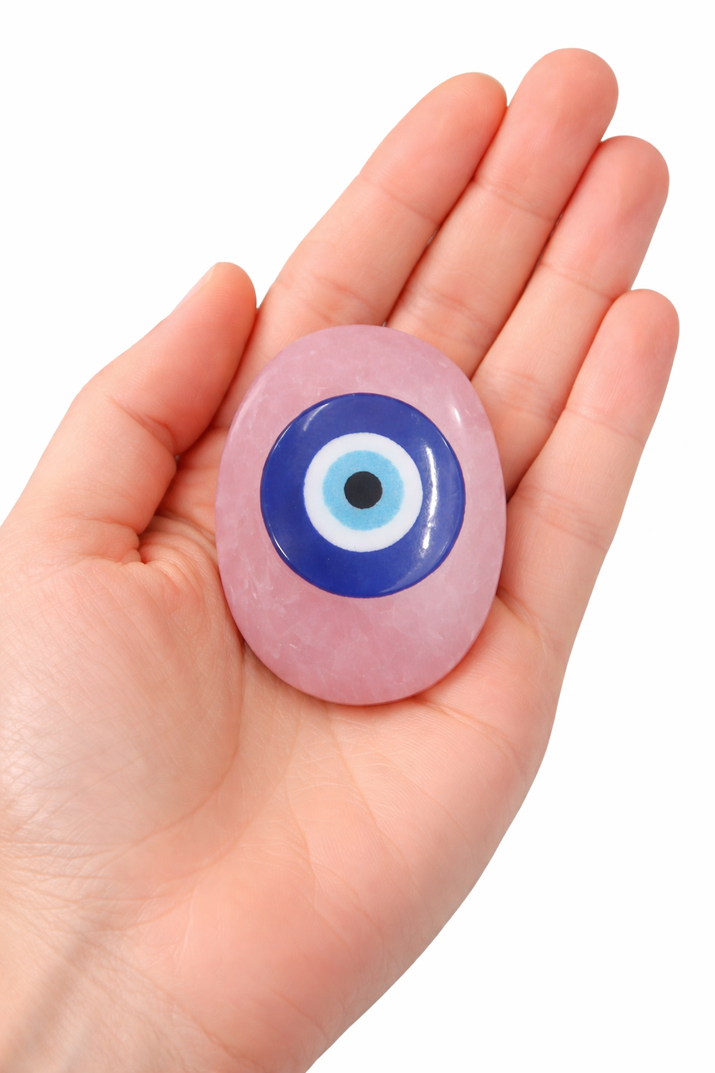 Rose Quartz Evil Eye Coin
