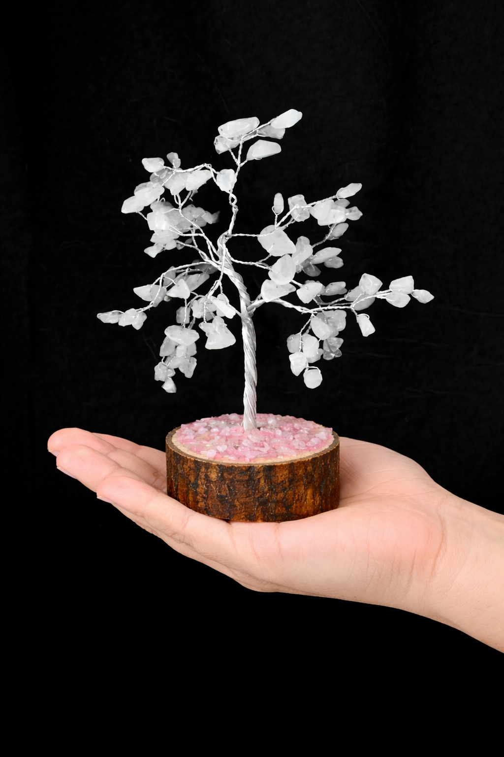 Rose Quartz Silver Wire Tree