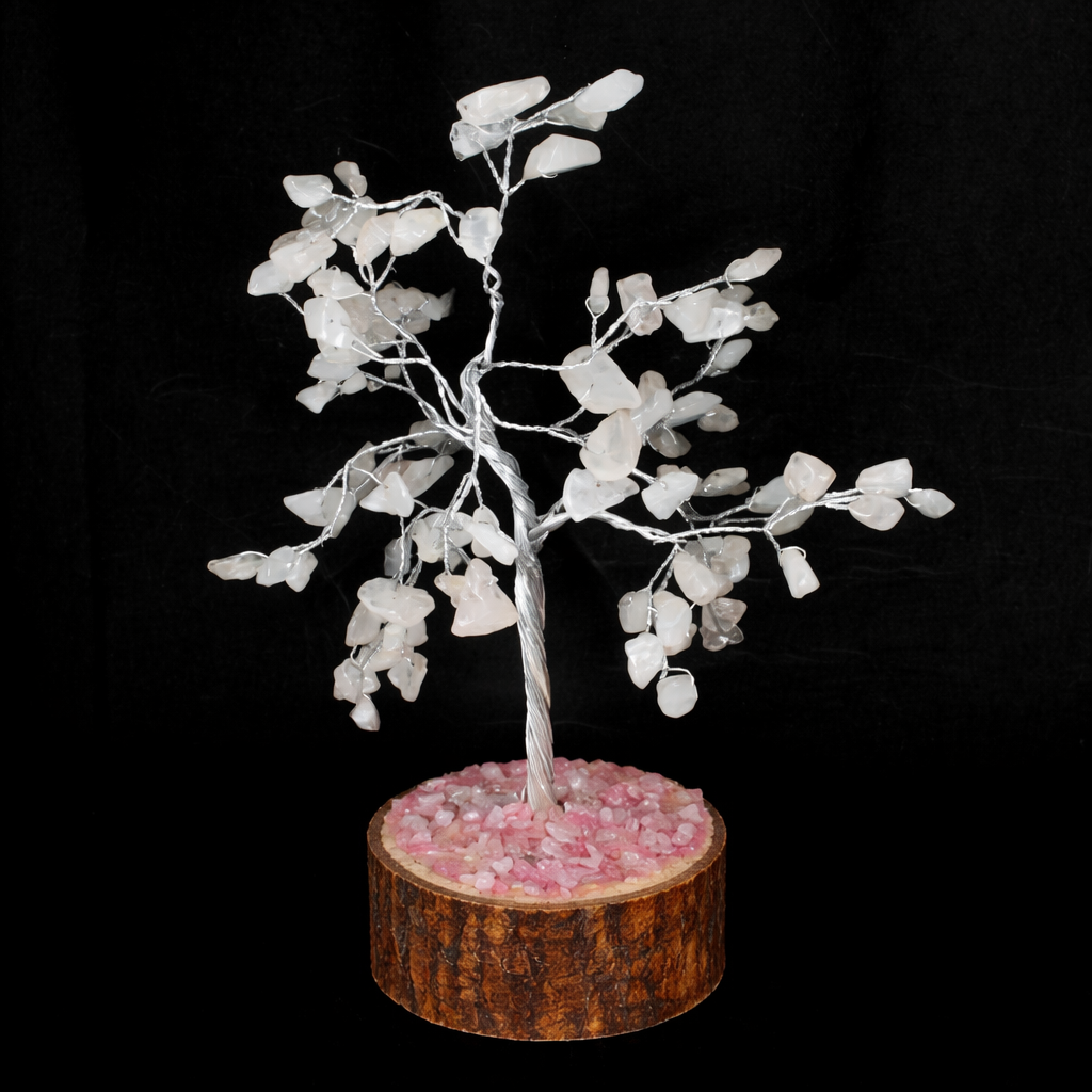 Rose Quartz Silver Wire Tree
