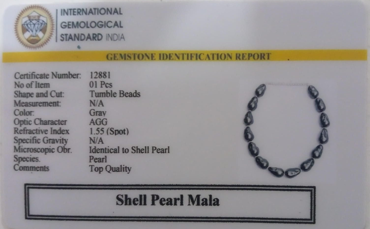 Shell Pearl Mala (Dark Gray Color)