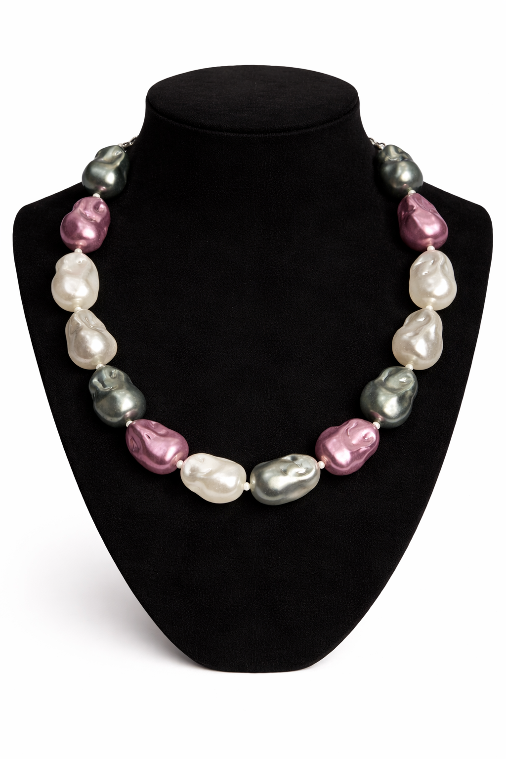 Shell Pearl Mala (White , Purple & Gray Color)